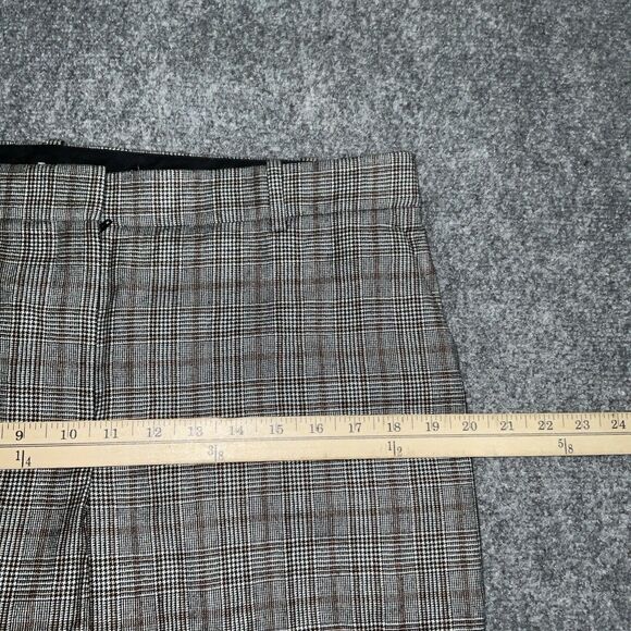 Theory Pants Womens Size 12 Brown Plaid Houndstooth Cropped Academia Preppy - Picture 4 of 9